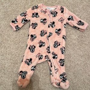 0-3 months Minnie Mouse zip up pajamas